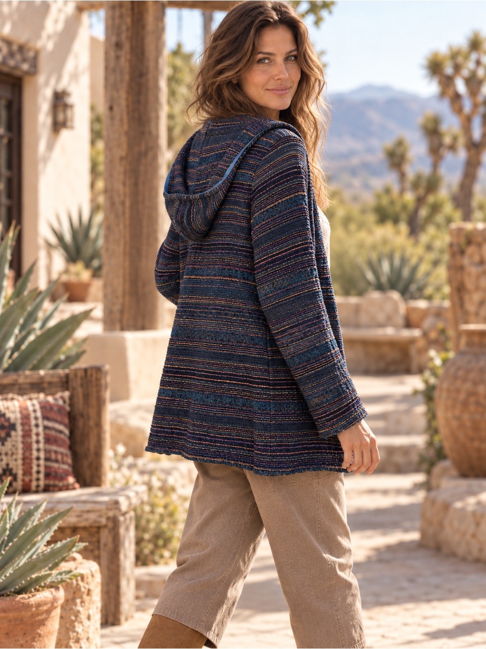 SOFT SURROUNDINGS HOODED BOHO CARDIGAN SIZE M